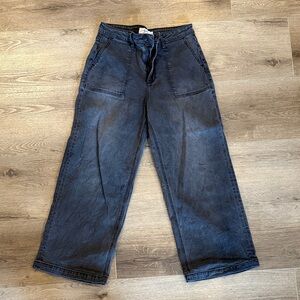 99% Cotton - Black Wide-Leg Cropped Pants